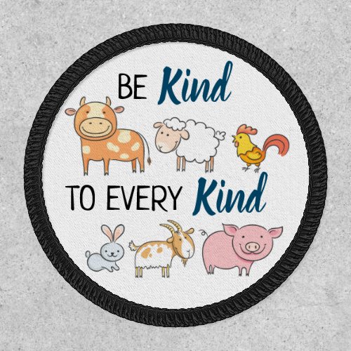 Vegan be kind to every kind cute cartoon animals patch