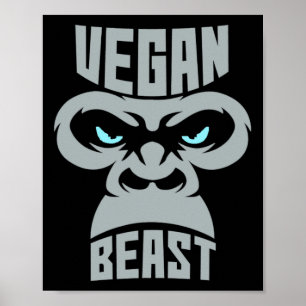 Vegan Beast Workout Muscle Gorilla Gym Bodybuildin Poster
