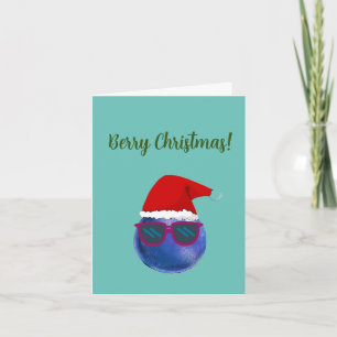 Vegan Berry Christmas With Blueberry Greeting Card