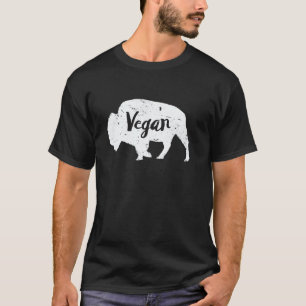 Vegan Bison Image Herbivore Animal Lover Silhouett T-Shirt