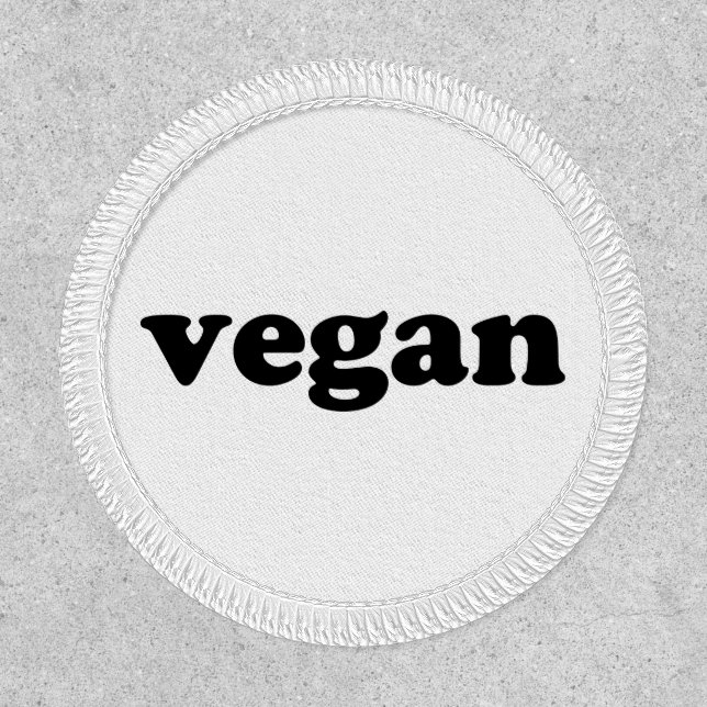 "Vegan" black letters, white background Patch (Front)
