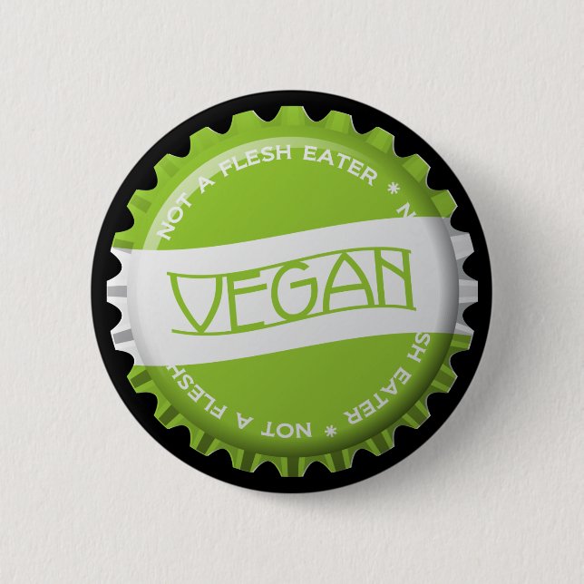 Vegan Bottlecap Pinback Button (Front)