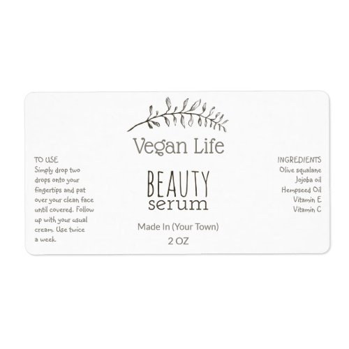 Vegan Branch Serum Labels