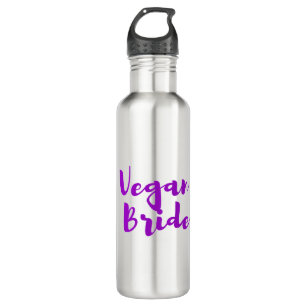 Vegan Bride Purple White Cool Unique Trendy Simple Stainless Steel Water Bottle