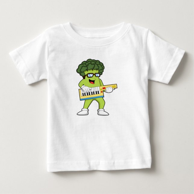Vegan Broccoli at Music with Guitar Baby T-Shirt (Front)