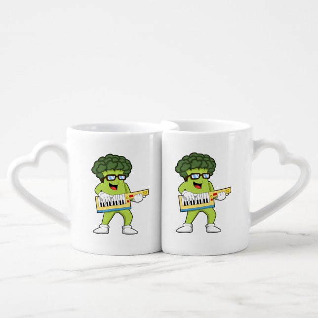 Vegan Broccoli at Music with Guitar Coffee Mug Set (Front Nesting)