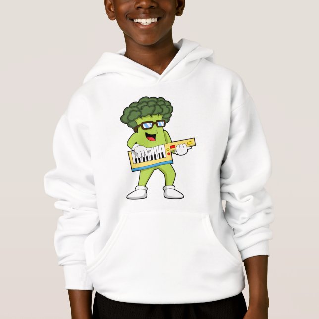 Vegan Broccoli at Music with Guitar Hoodie (Front)