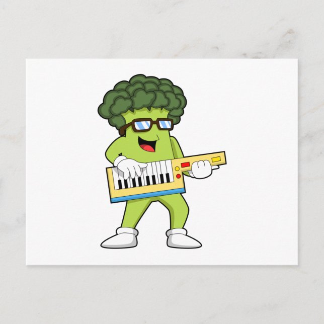 Vegan Broccoli at Music with Guitar Postcard (Front)