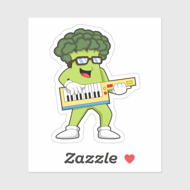 Vegan Broccoli at Music with Guitar Sticker (Sheet)