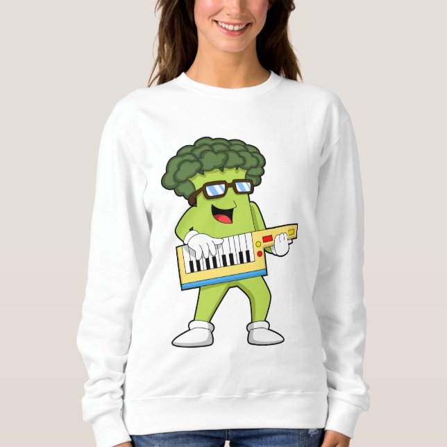 Vegan Broccoli at Music with Guitar Sweatshirt (Front)