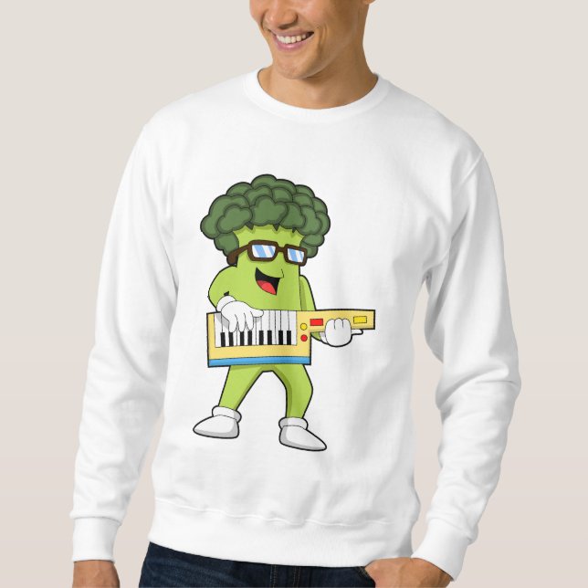 Vegan Broccoli at Music with Guitar Sweatshirt (Front)