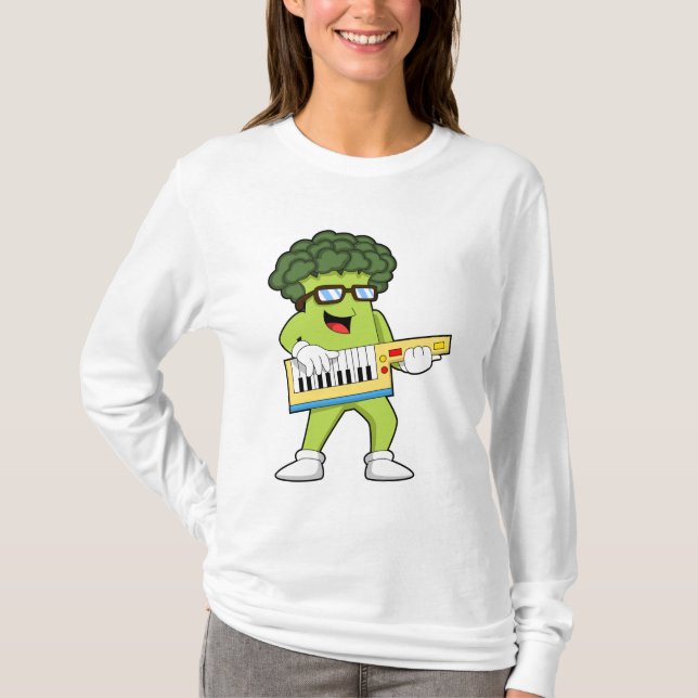 Vegan Broccoli at Music with Guitar T-Shirt (Front)