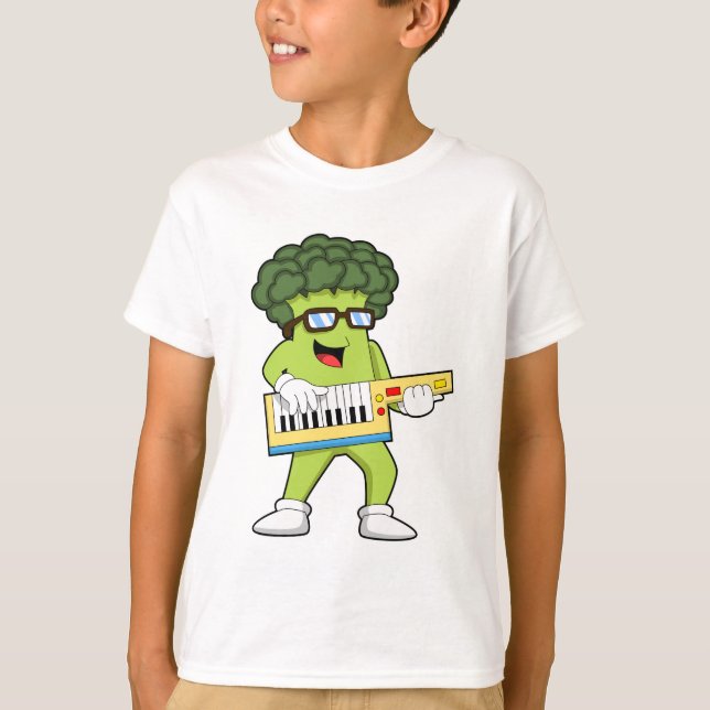 Vegan Broccoli at Music with Guitar T-Shirt (Front)