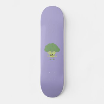 Vegan Broccoli Nerd Skateboard by i_love_cotton at Zazzle