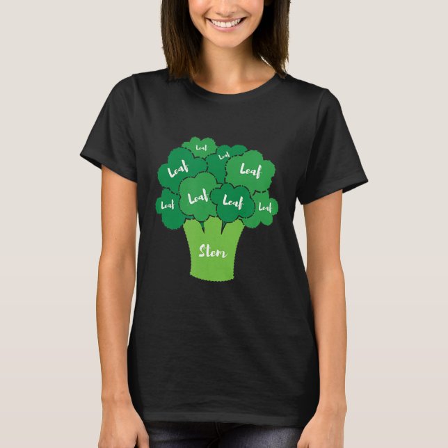 Vegan Brocolli Cuts Butchers Diagram T-Shirt (Front)