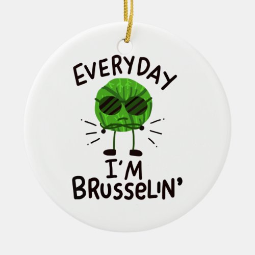 Vegan Brussels Sprouts Ceramic Ornament