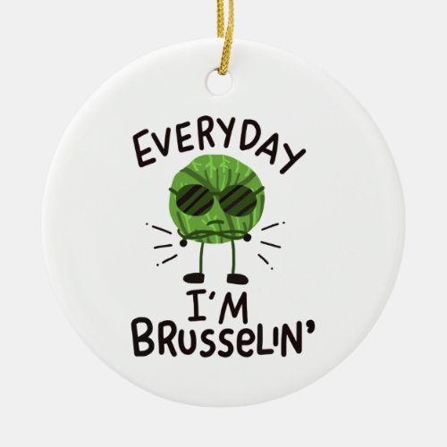 Vegan Brussels Sprouts Ceramic Ornament