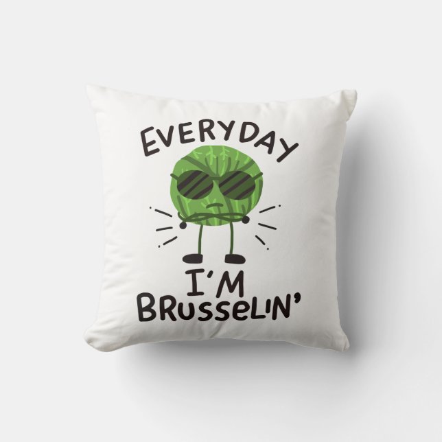 Vegan Brussels Sprouts Throw Pillow (Front)