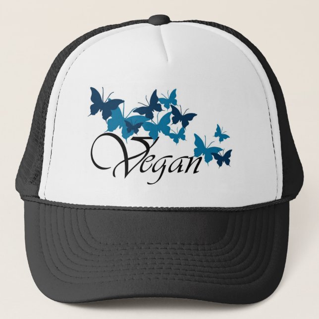 Vegan Butterfly Design Trucker Hat (Front)