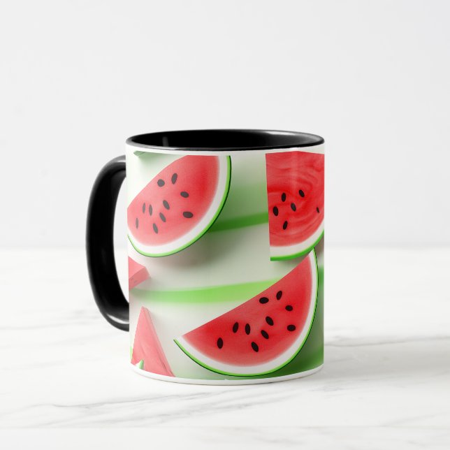 Vegan Cartoon Fruits Cute Watermelon Slice Mug (Front Left)
