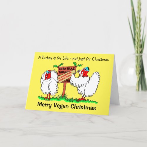 Vegan Cartoon Turkeys Lockdown Christmas Holiday Card