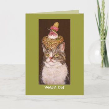 Vegan Cat Card by vickisawyer at Zazzle