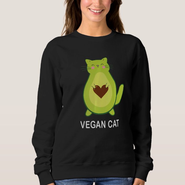 Vegan Cat Vegetarian Cat Avocato Avocat Avogato Sweatshirt (Front)