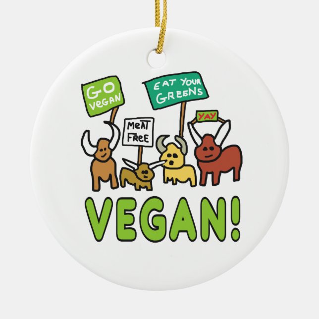 Vegan Ceramic Ornament (Front)