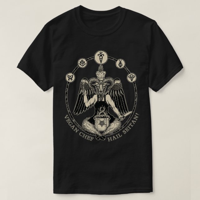 Vegan Chef Baphomet Hail Seitan Vegan Chef T-Shirt (Design Front)