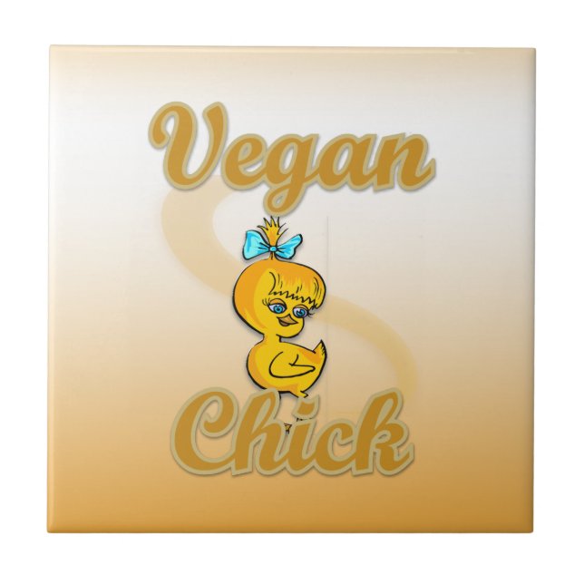 Vegan Chick Ceramic Tile (Front)