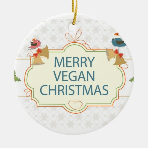 Vegan Christmas Ceramic Ornament