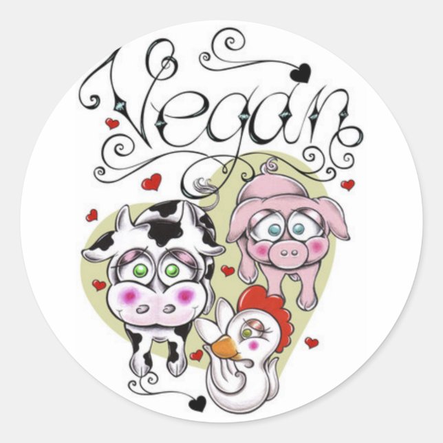 Vegan Classic Round Sticker (Front)