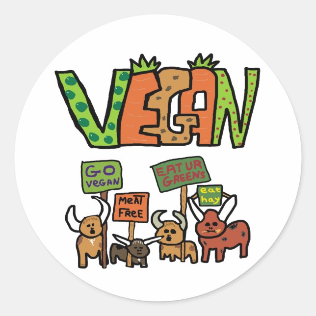 Vegan Classic Round Sticker (Front)