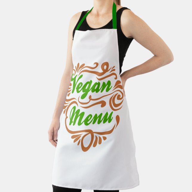 Vegan Cook Chef Menu Festive Graphic Apron (Insitu)