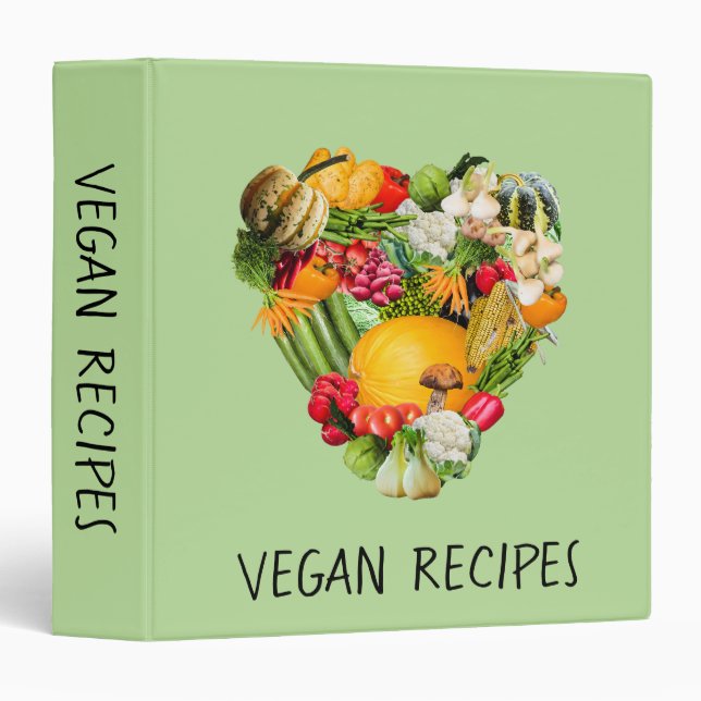 Vegan Cookbook Recipe Fruit Vegetable Plant 3 Ring Binder (Front/Spine)
