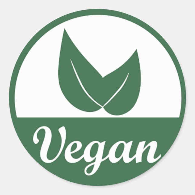 Vegan Design 1 Green on White Classic Round Sticker (Front)