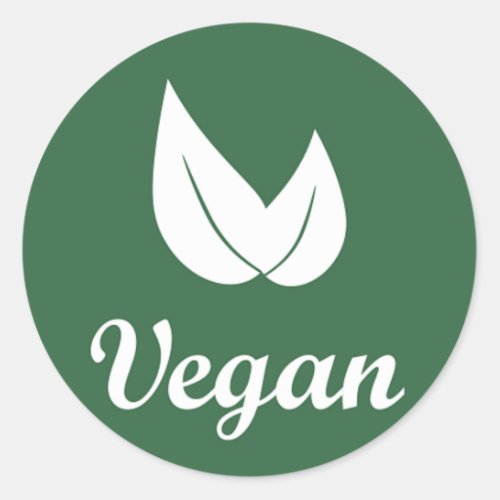 Vegan Design 1 White on Green Classic Round Sticker