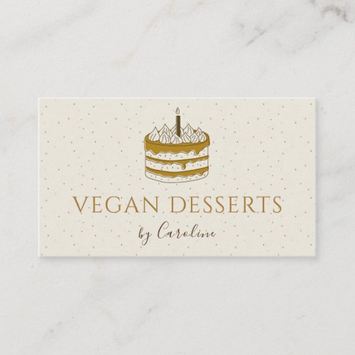 Vegan Desserts Cakes Neutral Brown Pastel Bakery Business Card