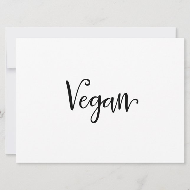 "Vegan" Dietary Needs Sign | Calligraphy (Front)