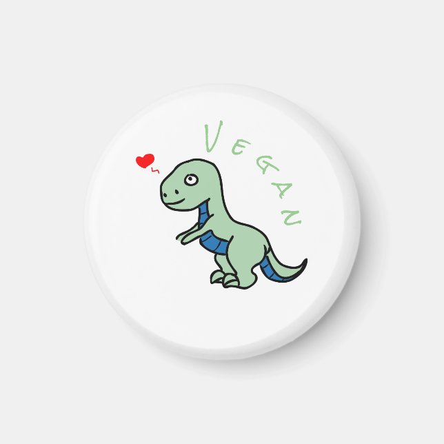 Vegan Dinosaur Kind Dino Love Animals Magnet (Front)