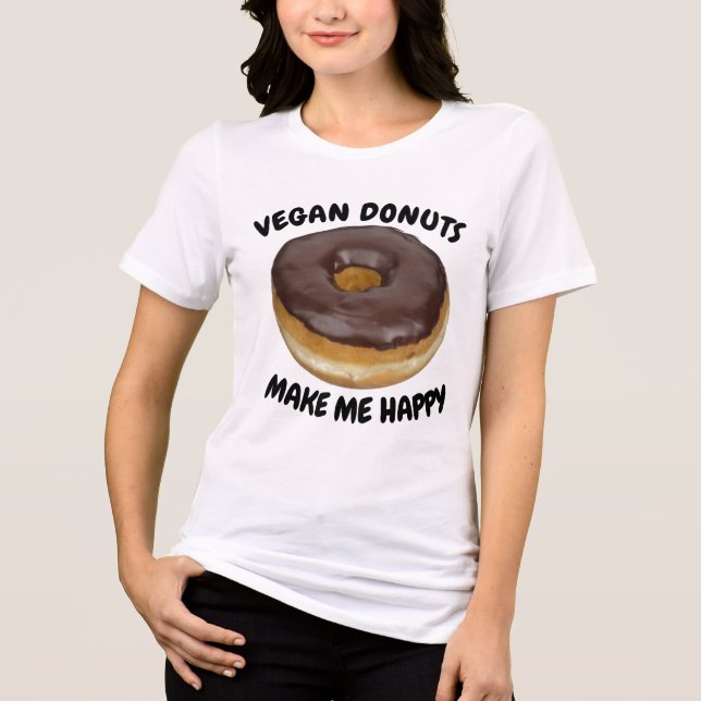 VEGAN DONUTS MAKE ME HAPPY Tri-Blend SHIRT (Front)