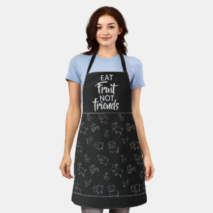 Vegan eat fruit not friends cute cartoon animals apron