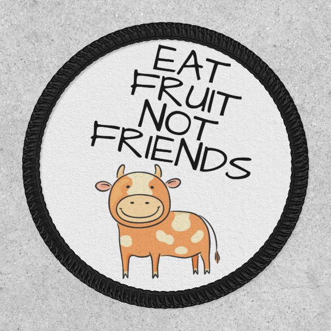 Vegan Eat fruit not friends lovely cartoon cow Patch (Front)