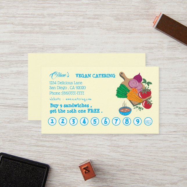 Vegan Eatery Flat Loyalty Card (Front/Back In Situ)