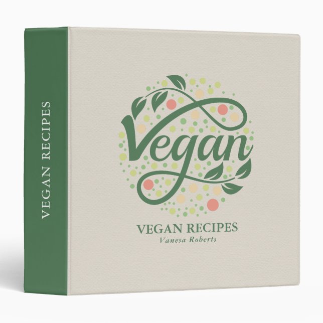 Vegan- Elegant modern creative typography design 3 Ring Binder (Front/Spine)