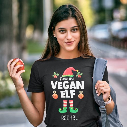 Vegan elf family matching christmas outfit name T_Shirt