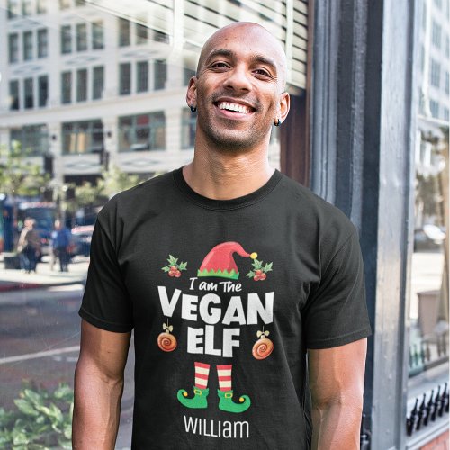 Vegan elf family matching christmas outfit name T_Shirt