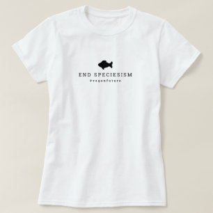 Vegan End Speciesism Minimal Typography Fish T-Shirt