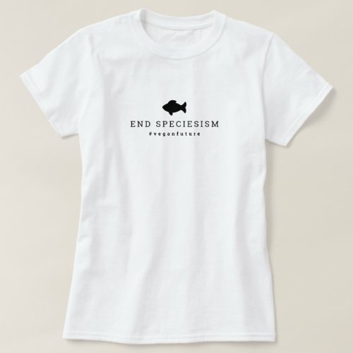 Vegan End Speciesism Minimal Typography Fish T_Shirt