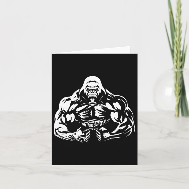 Vegan Fitness Gorilla Workout Apparel  Card (Front)